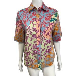 DEREK LAM 10 Crosby $295 Multicolor Keaton Floral Collared Button Up Blouse 0